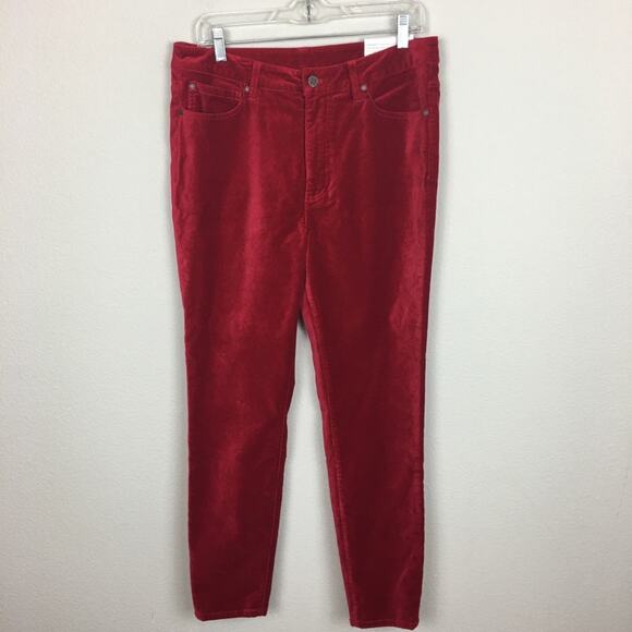 Soft Surroundings Red Velvet NWT Skinny Ankle Pants 12 - Picture 1 of 9